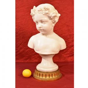 ANTIKE MARMORSKULPTUR, MÄDCHEN MIT BLUMENKRANZ, STATUEN ENDE DES 19. JAHRHUNDERTS. (STMA63)